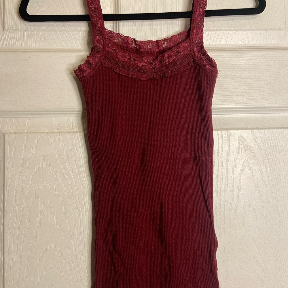 Aeropostale Burgundy Lace Trim Camisole